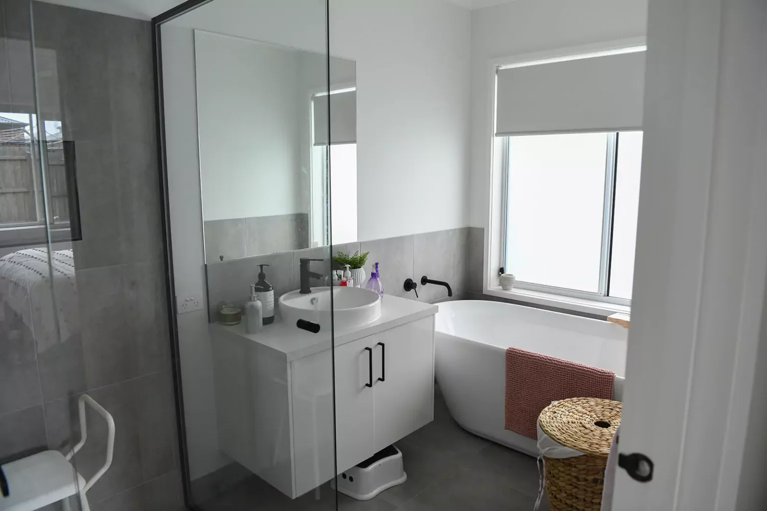 Modern bathroom with shower and bath